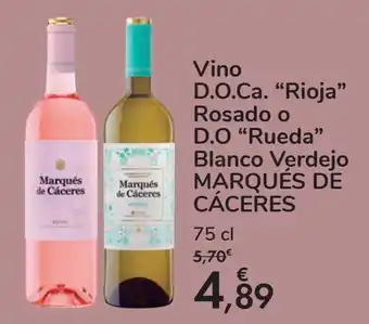 Carrefour Vino d.o.ca ''rioja'' rosado o d.o. ''rueda'' blanco verdejo marqués de cáceres oferta