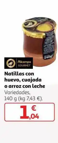 Alcampo Natillas Con Huevo Cuajada O Arroz Con Leche oferta