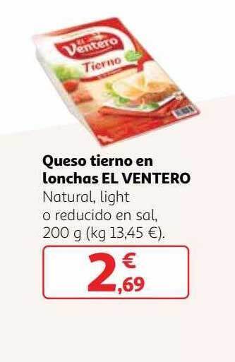 Alcampo Queso Tierno En Lonchas El Ventero oferta