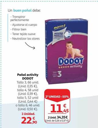 Alcampo Pañal Activity Dodot oferta