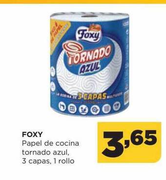 Alimerka Foxy Papel De Cocina Tornado Azul 3 Capas 1 Rollo oferta