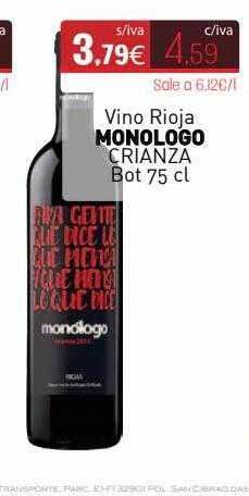 Cuevas Cash Vino Rioja Monologo Crianza oferta