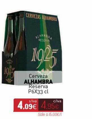 Cuevas Cash Cerveza Alhambra Reserva oferta