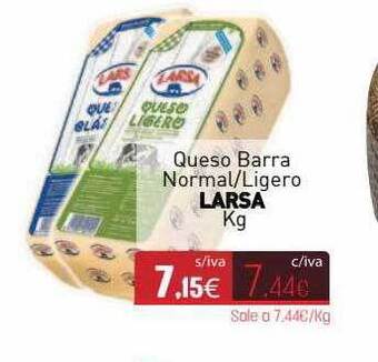 Cuevas Cash Queso Barra Normal Ligero Larsa Kg oferta