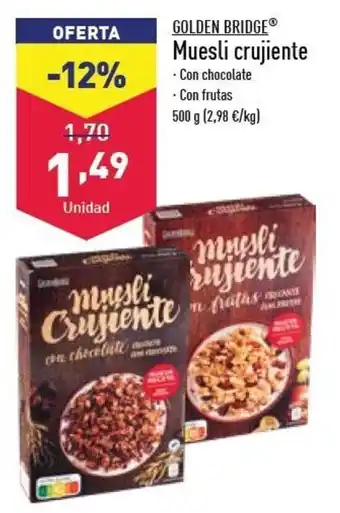 ALDI Golden Bridge Muesli crujiente 500g oferta