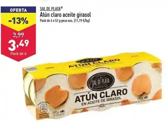 ALDI Sal De Plata Atún en aceite de girasol Pack de 6 x 52g peso esc. oferta