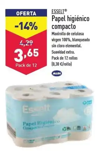 ALDI Esselt Papel higiénico compacto Pack de 12 rollos oferta