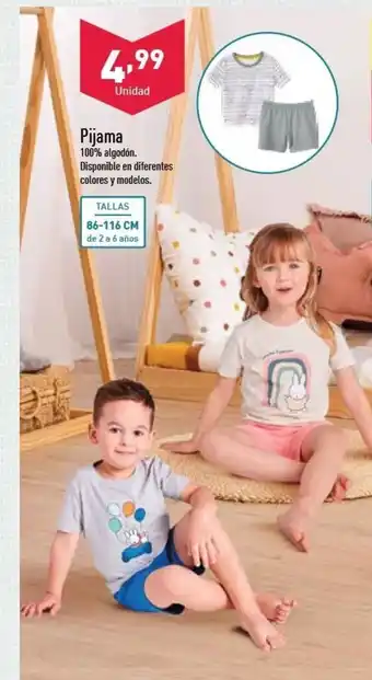 ALDI Pijama 100% algodón Tallas 86-116cm de 2 a 6 años oferta