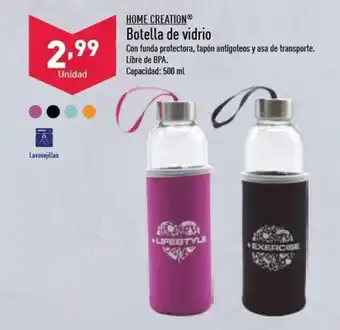 ALDI Home Creation Botella de vidrio 500ml oferta