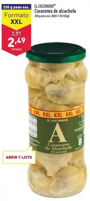 ALDI El Cultivador Corazones de alcachofa 330g oferta