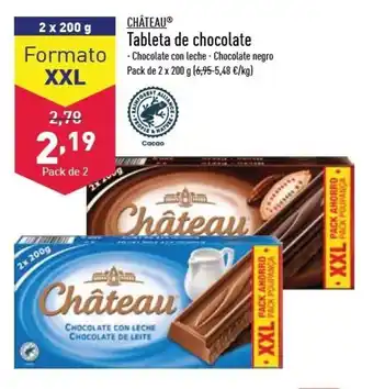 ALDI Cháteau Tableta de chocolate Pack de 2 x 200g XXL oferta