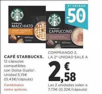 Supercor 2a Unidad -50% Café Starbucks oferta