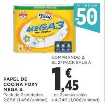 Supercor 2a Unidad -50% Papel De Cocina Foxy Mega 3 oferta