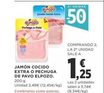 Supercor 2a Unidad -50% Jamón Cocido Extra O Pechuga De Pavo Elpozo oferta