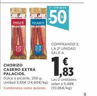 Supercor 2a Unidad -50% Chorizo Casero Extra Palacios oferta