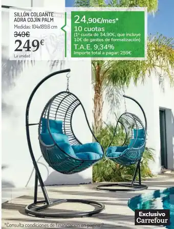 Carrefour Sillón colgante adra cojín palm oferta