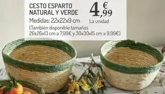 Carrefour Cesto esparto natural y verde oferta