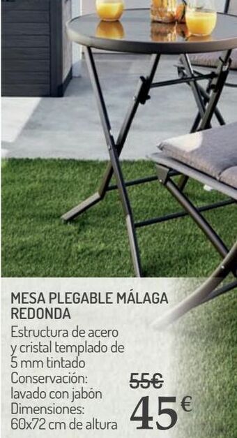 Carrefour Mesa plegable málaga redonda oferta