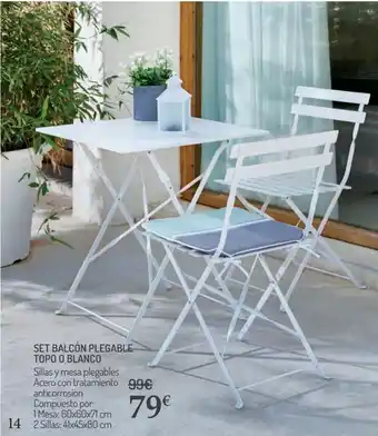 Carrefour Set balcón plegable topo o blanco oferta
