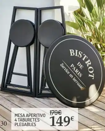 Carrefour Mesa aperitivo 4 taburetes plegables oferta