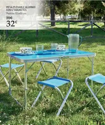 Carrefour Mesa plegable aluminio con 4 taburetes oferta