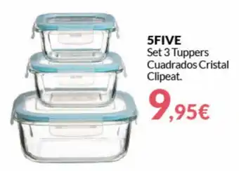 PrimaPrix 5Five Set 3 Tuppers Cuadrados Cristal Clipeat oferta