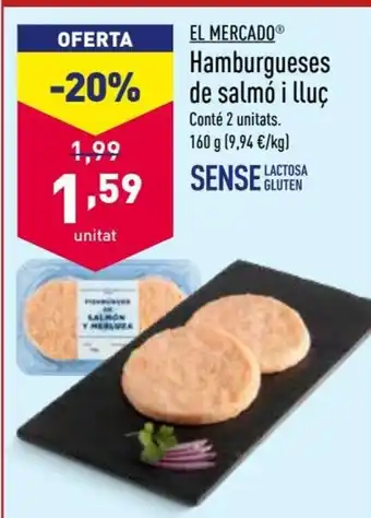 ALDI El Mercado Hamburgueses de salmó i lluc 160g oferta