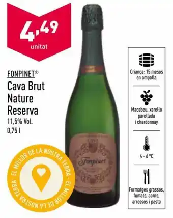 ALDI Fonpinet Cava Brut Nature Reserva 0,75 l oferta