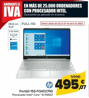 Carrefour Portátil 15s-fq4027ns hp oferta