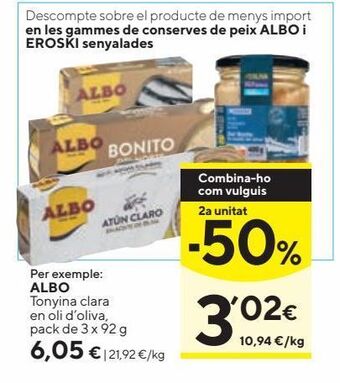 Caprabo Atún en aceite de oliva albo oferta