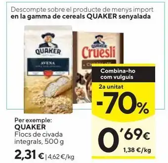 Caprabo Copos de avena quaker oferta