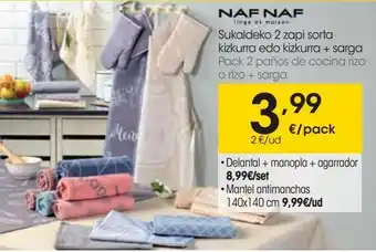Eroski Naf naf pack 2 paños de cocina rizo o rizo + sarga oferta