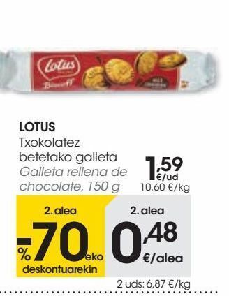 Eroski Lotus galleta rellena de chocolate oferta
