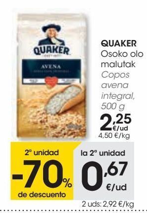 Eroski Quaker copos de avena integral oferta