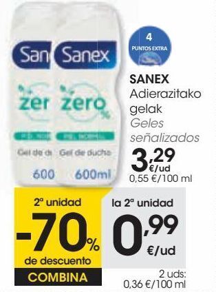 Eroski Sanex geles señalizados oferta