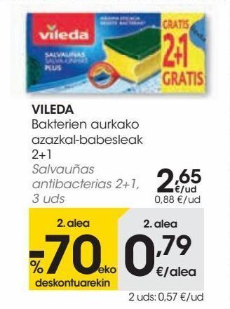 Eroski Vileda salvauñas antibacterias 2+1 oferta