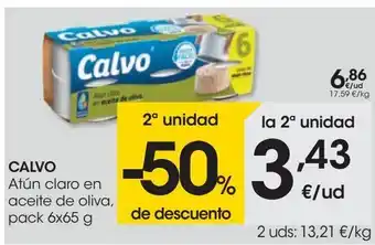 Eroski Calvo atún claro en aceite4 de oli8va, pack 6 oferta
