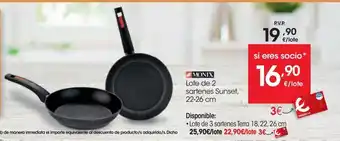 Eroski Lote de 2 sartenes sunset 22-26 cm oferta