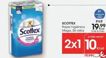 Eroski Scottex papel higiénico mega, 36 rollos oferta