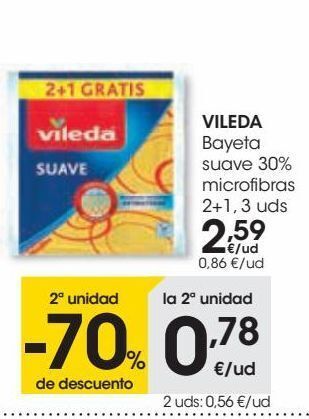 Eroski Vileda bayeta suave 30% microfibras 2+1 oferta