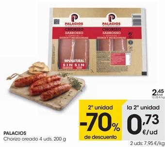 Eroski Palacios chorizo oreado 4 uds oferta