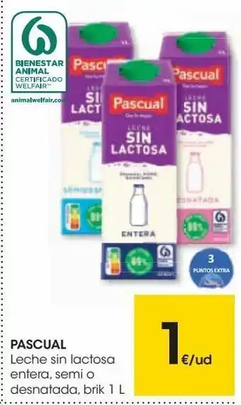 Eroski Pascual leche sin lactosa entera, semi o desnatada oferta