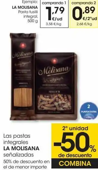 Eroski Las pastas integrales la molisana señalizadas oferta