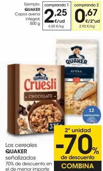 Eroski Los cereales quaker señalizados oferta