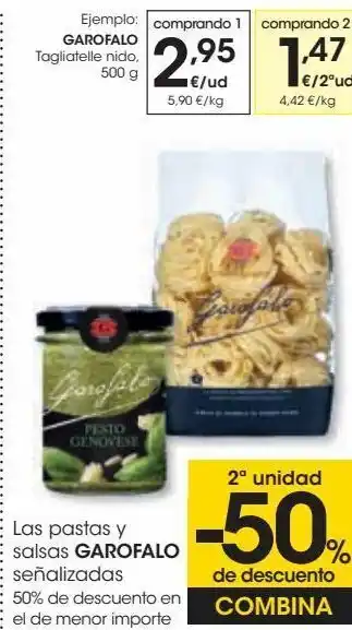 Eroski Las pastas y salsas garofalo señalizadas oferta