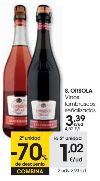 Eroski S. orsola vinos lambruscos señalizados oferta