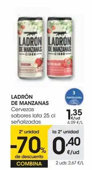 Eroski Ladrón de manzanas cervezas sabores lata 25 cl señalizadas oferta