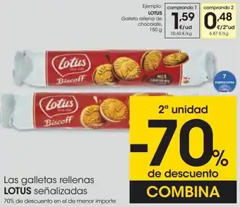 Eroski Las galletas rellenas lotus señalizadas oferta