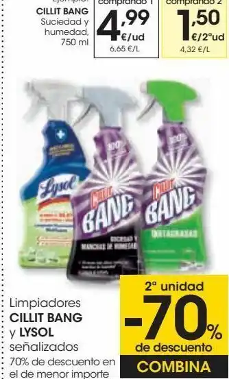 Eroski Limpiadores cillit bang y lysol señalizados oferta