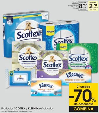 Eroski Productos scottex y kleenex señalizados oferta